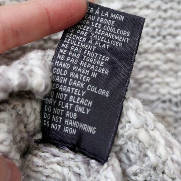 Y2K Cloud Grey/Ivory Marl Knit Sweater w/ Asymmetric Side Button Detail, Fitted - Picture 8 of 8